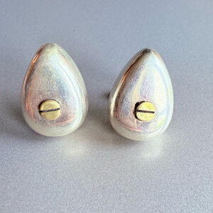 Artisan Sterling Silver 925 Love Screw Motif Modernist Jensen Stud Earrings